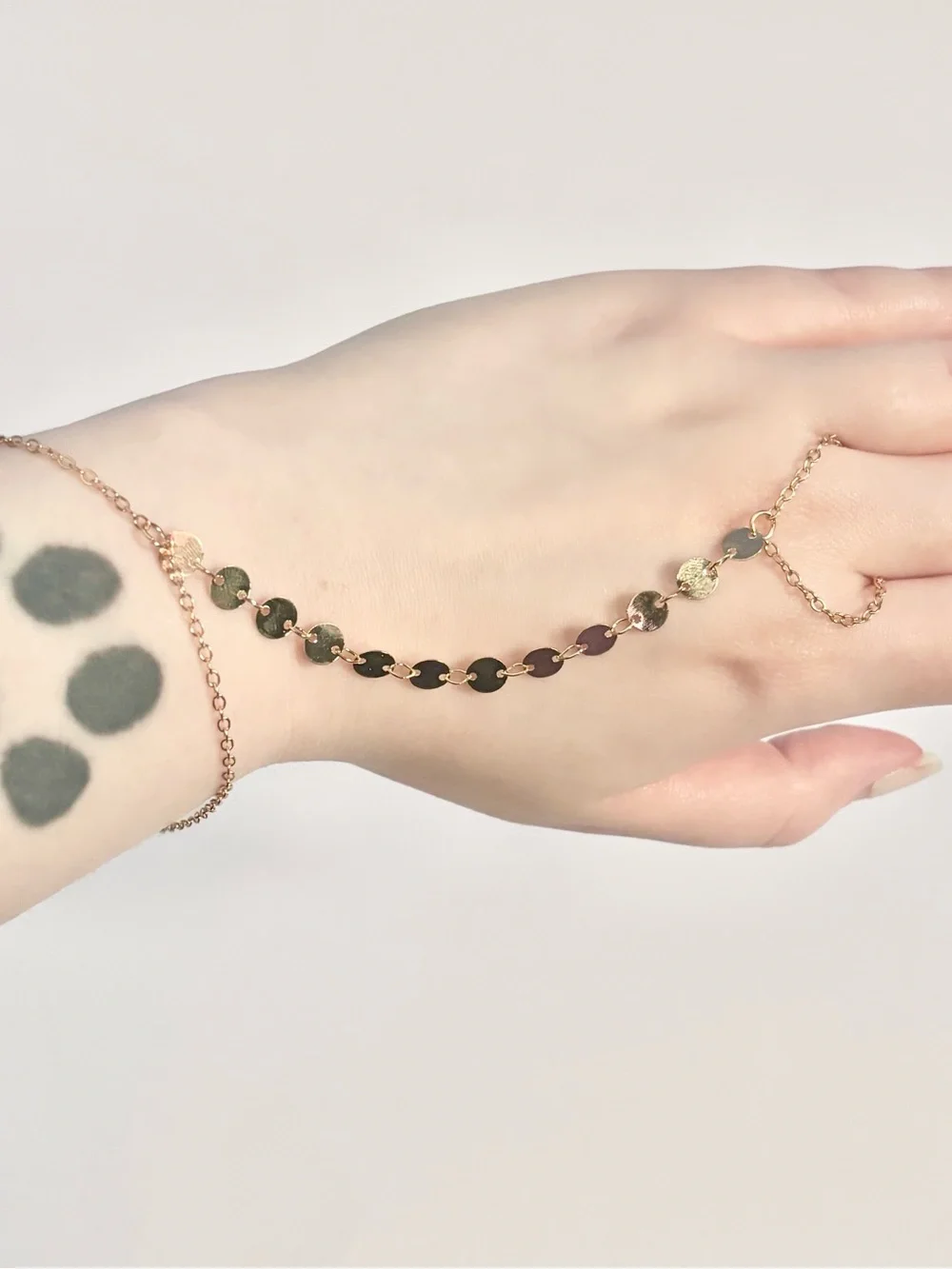 Gold-Tone Disc Hand Chain Bracelet - Women Jewelry